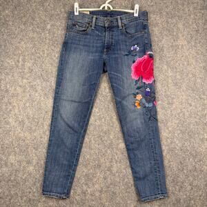 Polo Ralph Lauren Women’s Tompkins Skinny Crop Jeans Embroidered Rose Size 27